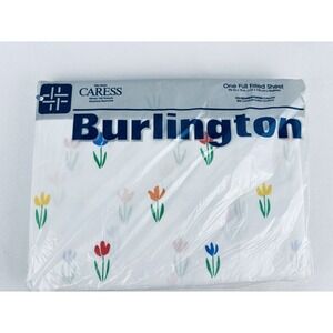 Vintage Burlington Caress Full Fitted Sheet Tulips Floral Flowers No Iron